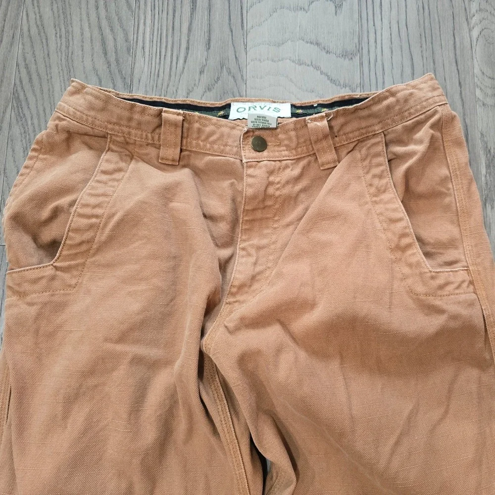 Orvis Canvas Work Pants  Men's 32 Terracotta Tan Cotton Straight Leg RN70534
